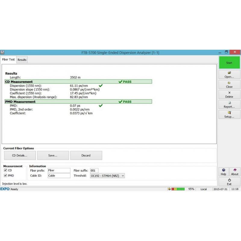 Kit d’analyse unilatéral de PMD et CD EXFO FTB-2 + FTB-5700