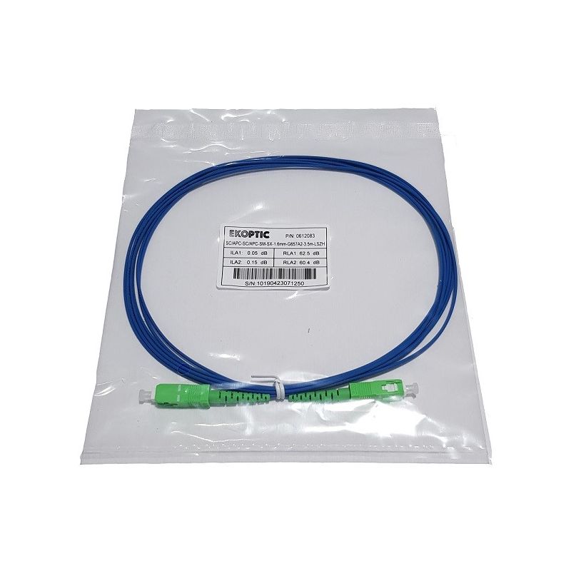 Jarretière simplex monomode G657A2 1,6 mm bleue SC/APC-SC/APC