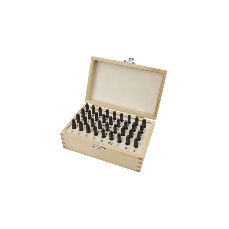 Jeu de 36 lettres et chiffres à frapper 5 mm