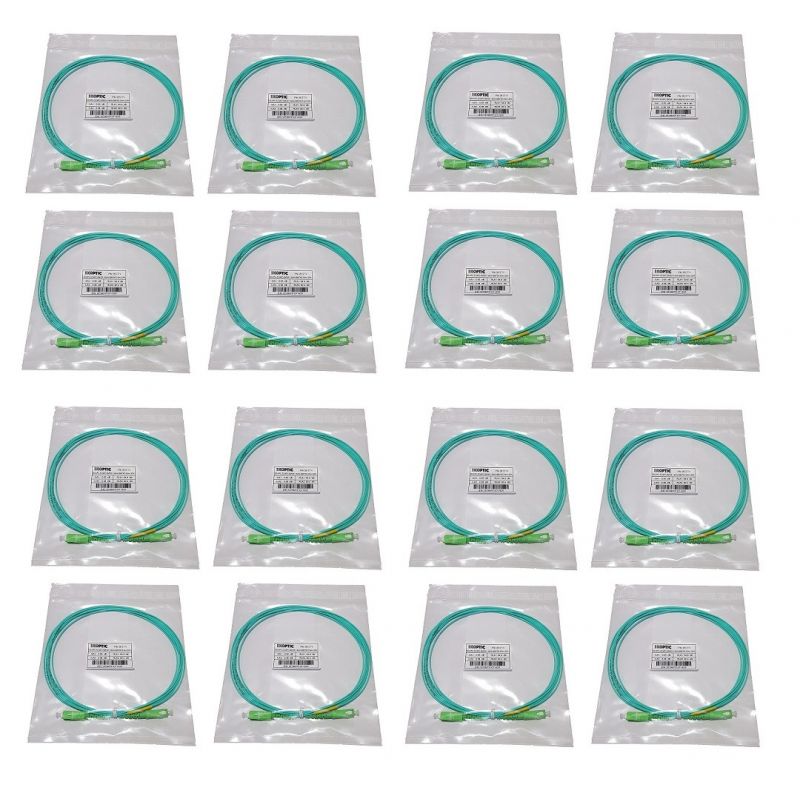 Carton de 1200 jarretières simplex monomode G657A2 1,6 mm turquoise SC/APC-SC/APC 3,5 m