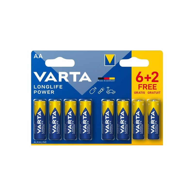 Lot de 8 piles Alcalines AA/LR6 VARTA